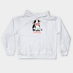 Moody a cute little funny cartoon cow Kids Hoodie